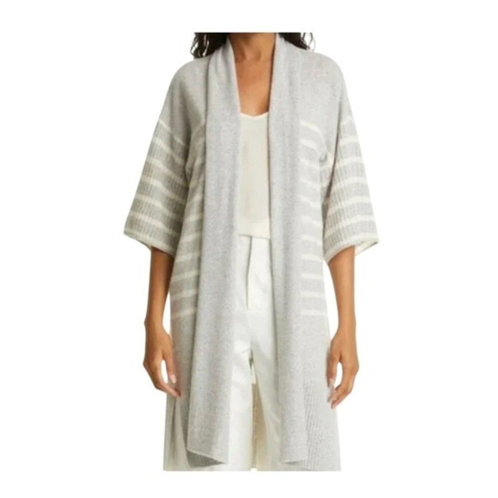 Club Monaco Cashmere Striped‎ Cardigan Sweater Short Sleeve Open Front L
